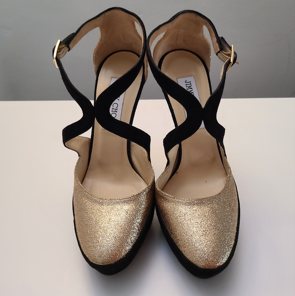 Jimmy Choo glitter and velvet pumps